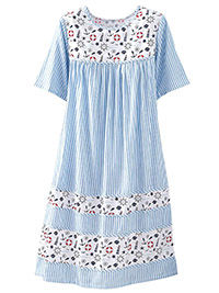 National BLUE Pure Cotton Multi Print Smock Dress - Plus Size 12 to 26/28 (US S to 3X)