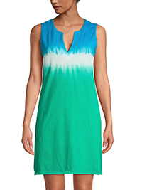 Lands'End GREEN Pure Cotton Sleeveless Tie Dye Print Dress - Size 8 to 24/26 (US XS to 2X)