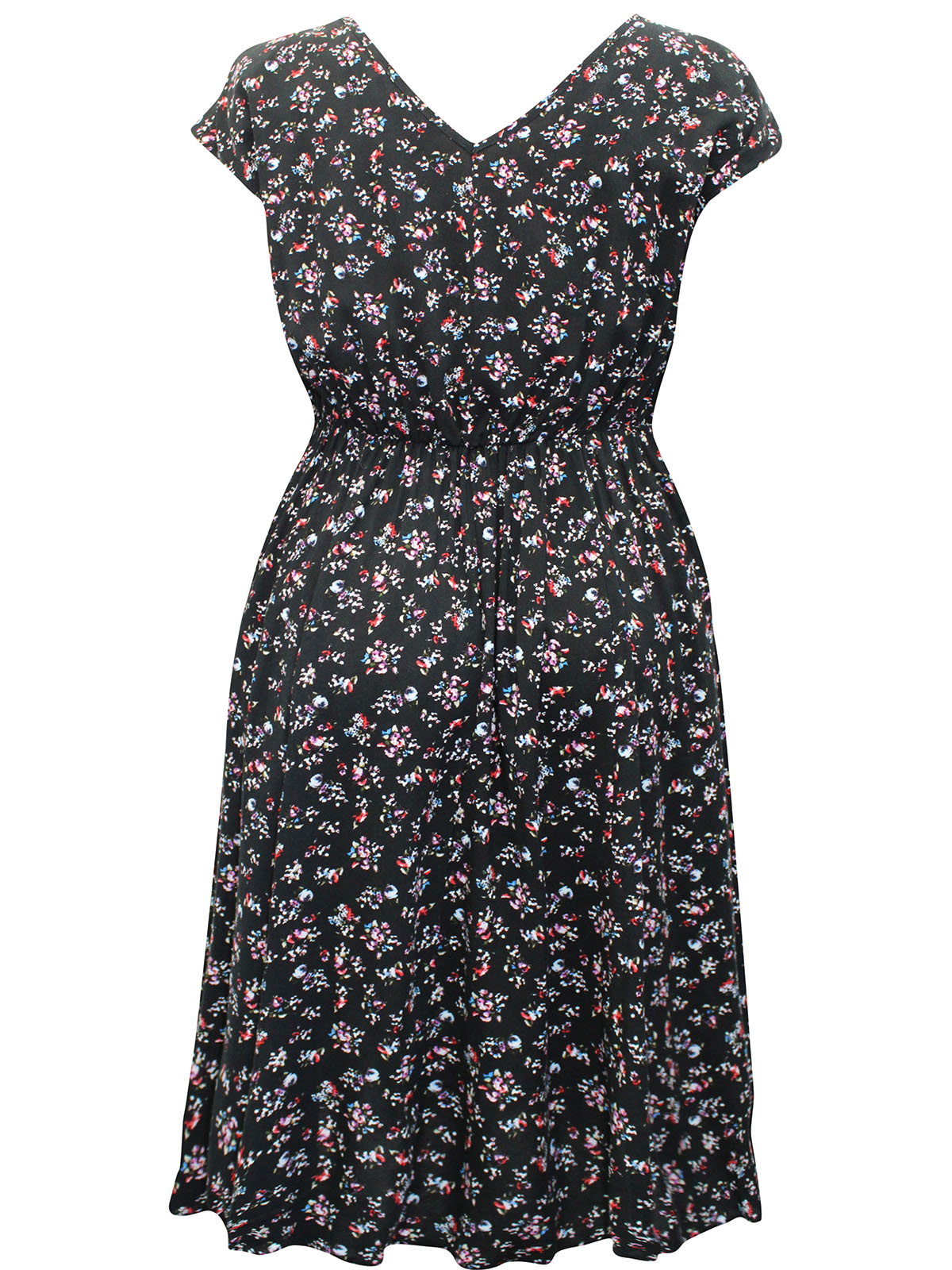 Scarlett & Jo - - Scarlett & Jo BLACK Ditsy Floral Cap Sleeve Midi ...