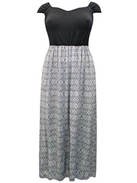 Scarlett & Jo GREY Ruched Strap Tribal Print Maxi Dress - Plus Size 12 to 32