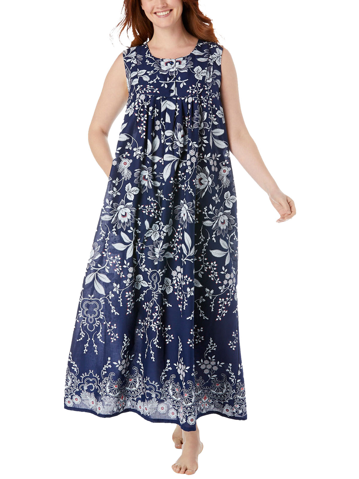 Only Necessities - - Only Necessities NAVY Sleeveless Floral Print ...