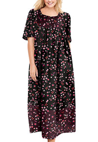 BLACK Mixed Print Long Pocket Lounge Dress - Plus Size 16/18 to 44/46 (US M to 6X)