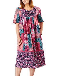 PINK Mixed Print Short Lounge Pocket Dress - Plus Size 20/22 to 44/46 (US L to 6X)