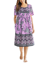 PINK Mixed Print Short Lounge Pocket Dress - Plus Size 20/22 to 44/46 (US L to 6X)