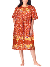 ORANGE Border Print Short Lounger Dress - Plus Size 24/26 to 32/34 (US 1X to 3X)