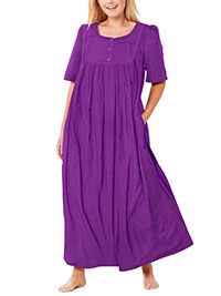 MAGENTA Short Sleeve Long Pocket Lounge Dress - Plus Size 16/18 to 44/46 (US M to 6X)