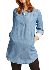 FF LIGHT-DENIM Harper Denim Midi Shirt Dress - Size 6 to 12