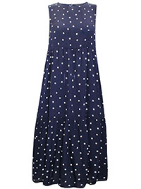 NAVY Sleeveless Polka Dot Midi Dress - Size 6 to 22
