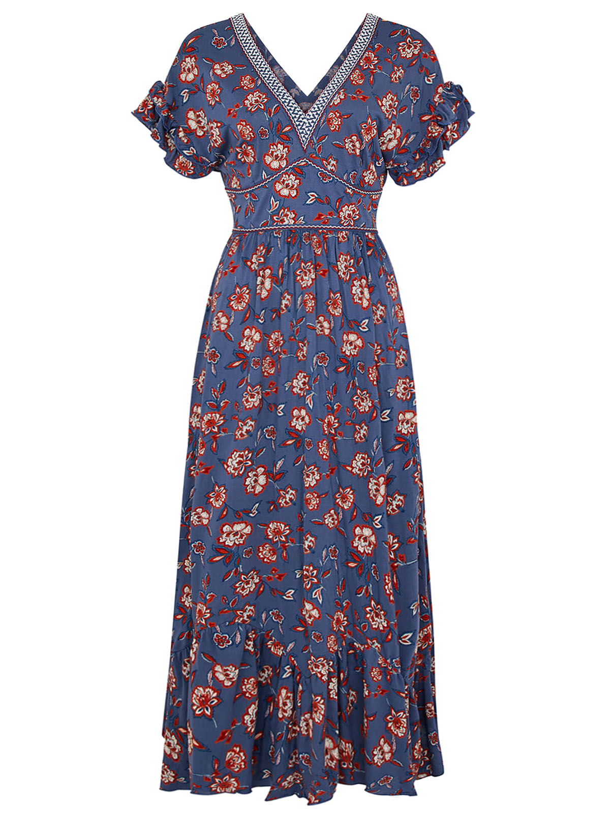 BLUE Etty Floral Jersey Maxi Dress - Size 8/10 to 20/22 (S to XL)