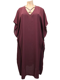 BURGUNDY Kaftan Cover Up Beach Dress - Plus Size 24/26 (US 22/24)