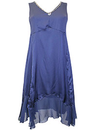 NAVY Scallop Trim Chiffon Dress - Plus Size 18 to 36 (US 16W to 34W)
