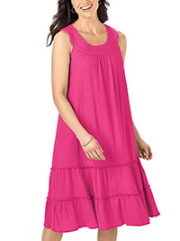 PINK Sleeveless Crinkle Gauze Sun Dress - Size 10/12 to 34/36 (US S to 5X)