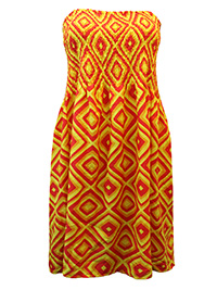 RED/YELLOW Geo Print Bandeau Beach Dress - Fit Size 8 to 10 (Onesize)