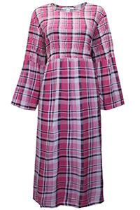 PINK Checkered Long Sleeve Smock Dress - Plus Size 20/22 to 28/30 (US L to 2X)