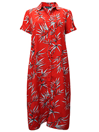 RED Floral Print Shirt Dress - Size 6 to 20
