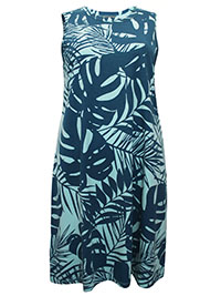 MINT Cotton Rich Sleeveless Tropical Leaf Print Shift Dress - Size 10/12 to 22 (M to XXL)