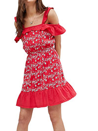 RED Pure Cotton Frill Trim Broderie Mini Dress - Size 2 to 20