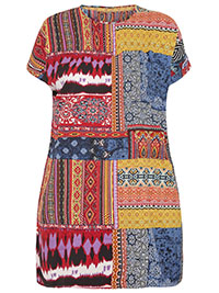 Curve MULTI Patchwork Short Sleeve Tunic Dress - Plus Size 18 to 24