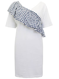 IVORY Gingham Frill T-Shirt Dress - Size 4 to 20