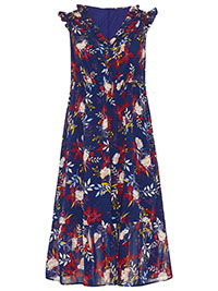 PLUS NAVY Floral Print Ruffle Midi Dress - Plus Size 20 to 22