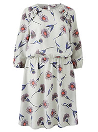 GREY Floral Frill Detail Dress - Plus Size 16