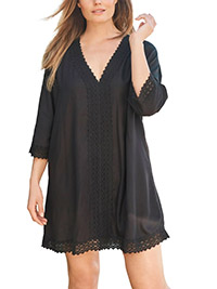 BLACK Crochet Dress Cover-Up - Plus Size 16/18 to 36/38 (US 14/16 to 34/36)