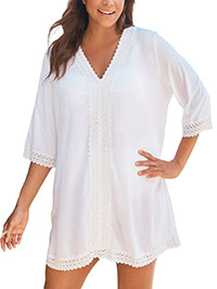 WHITE Crochet Dress Cover-Up - Plus Size 20/22 to 36/38 (US 18/20 to 34/36)