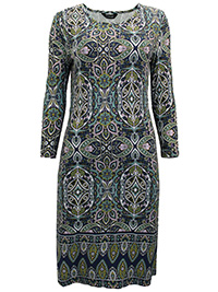 NAVY Paisley Print Long Sleeve Jersey Dress - Size 8