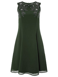 MSN GREEN Marta Embellished Sleeveless Midi Dress - Size 12 to 16