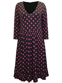 Originals BLACK PURPLE Spot Print Frill Detail Babydoll Dress - Size 6 to 20