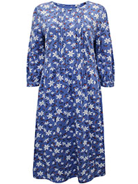 SS BLUE Wood Anemone Pleat Detail Chycarne Jersey Dress - Size 12 to 14