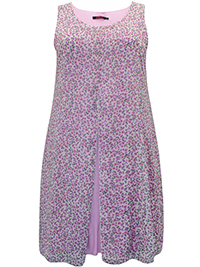 PINK Floral Print Sleeveless Split Detail Midi Dress - Plus Size 18 to 26