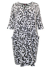 BLACK Animal Print Drape Pocket Dress - Plus Size 18 to 26