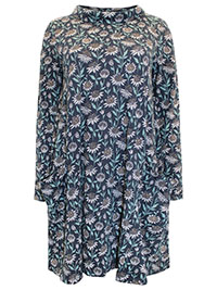 SS NAVY Printed Leaf Black Sea Oak Dress - Size 10