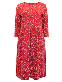 SS RED Organic Cotton Jersey Guelder Rose Pocket Dress - Size 8 to 26/28