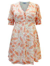 PEACH Paisley Print Skater Dress With Lurex - Plus Size 14 to 32