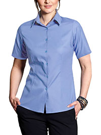 Disley Heritage BLUE Classic Oxford Short Sleeve Moira Blouse - Size 8 to 30