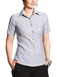 Disley Heritage SILVER Classic Oxford Short Sleeve Moira Blouse - Size 6 to 30