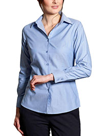 Disley Heritage BLUE Classic Oxford Long Sleeve Moira Blouse - Size 12 to 30