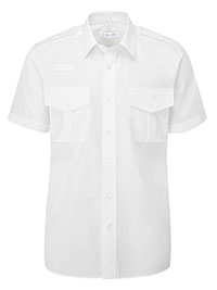 Disley WHITE Short Sleeve Single Radio Loop Pilot Shirt - Collar Size 14.5 to 22