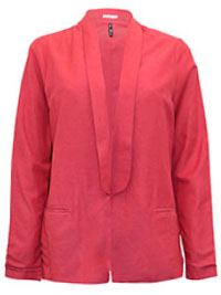 RED Linen Blend Open Front Blazer Jacket - Size 10 to 14 (M to XL)