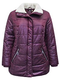 WINE Lightly Padded Zip Front Jacket - Plus Size 22 to 28