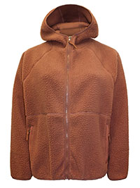 COCOA Borg Fleece Zip Through Hooded Jacket - Plus Size 18/20 to 26/28 (US 1X to 3X)