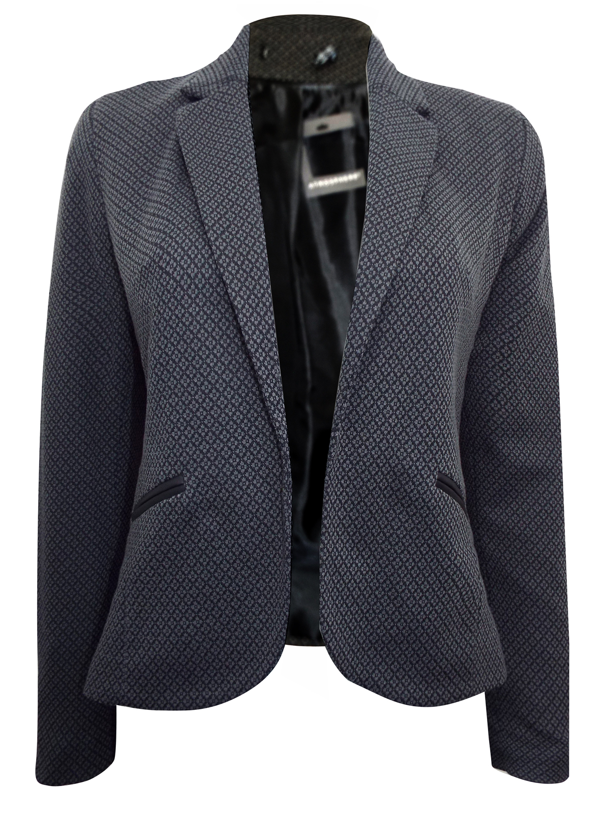 BLACK Printed Open Front Blazer Jacket - Size 6 to 20