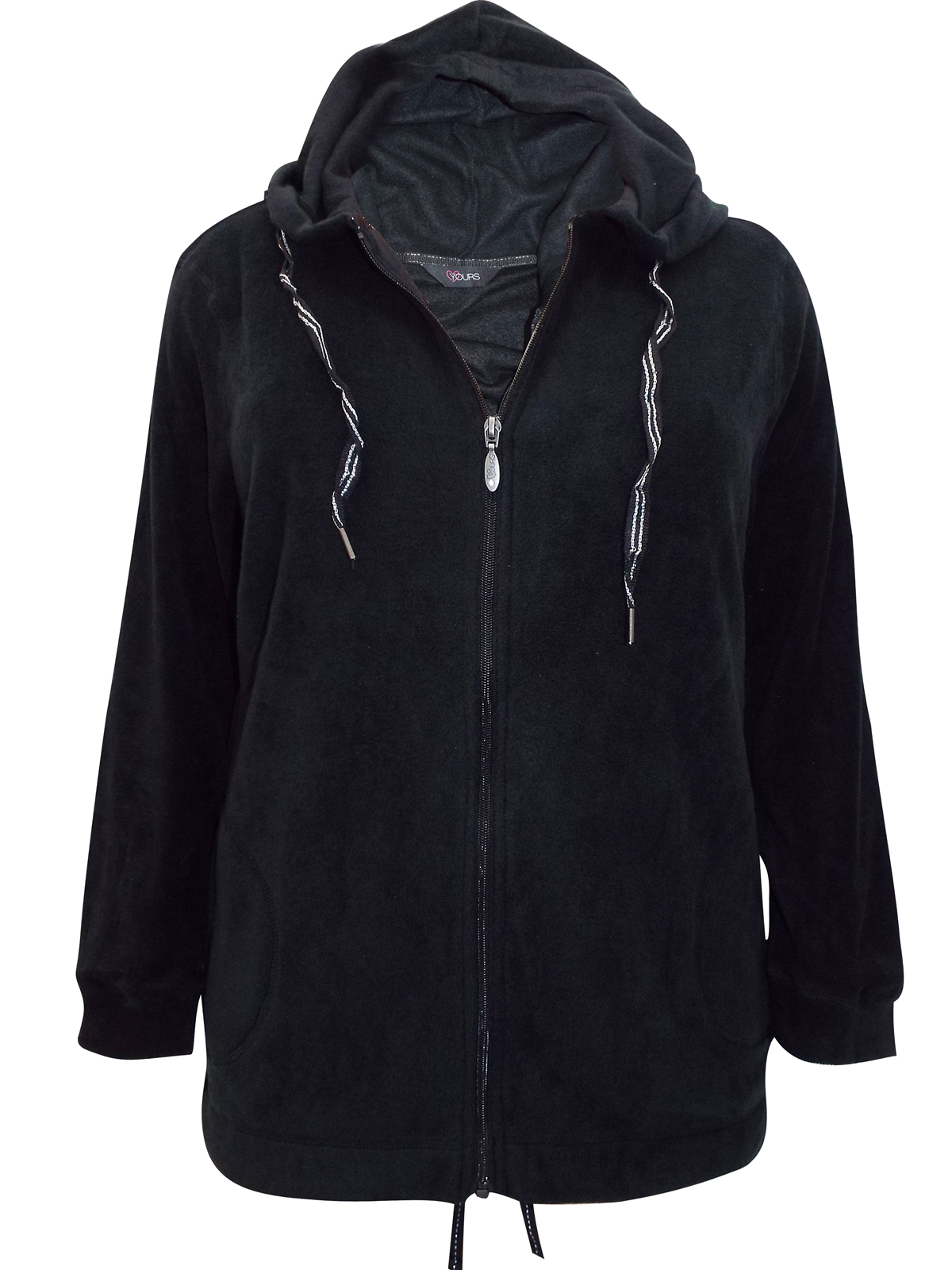 CURVE Yours BLACK Hooded Fleece Jacket Plus Size 20 to 30/32