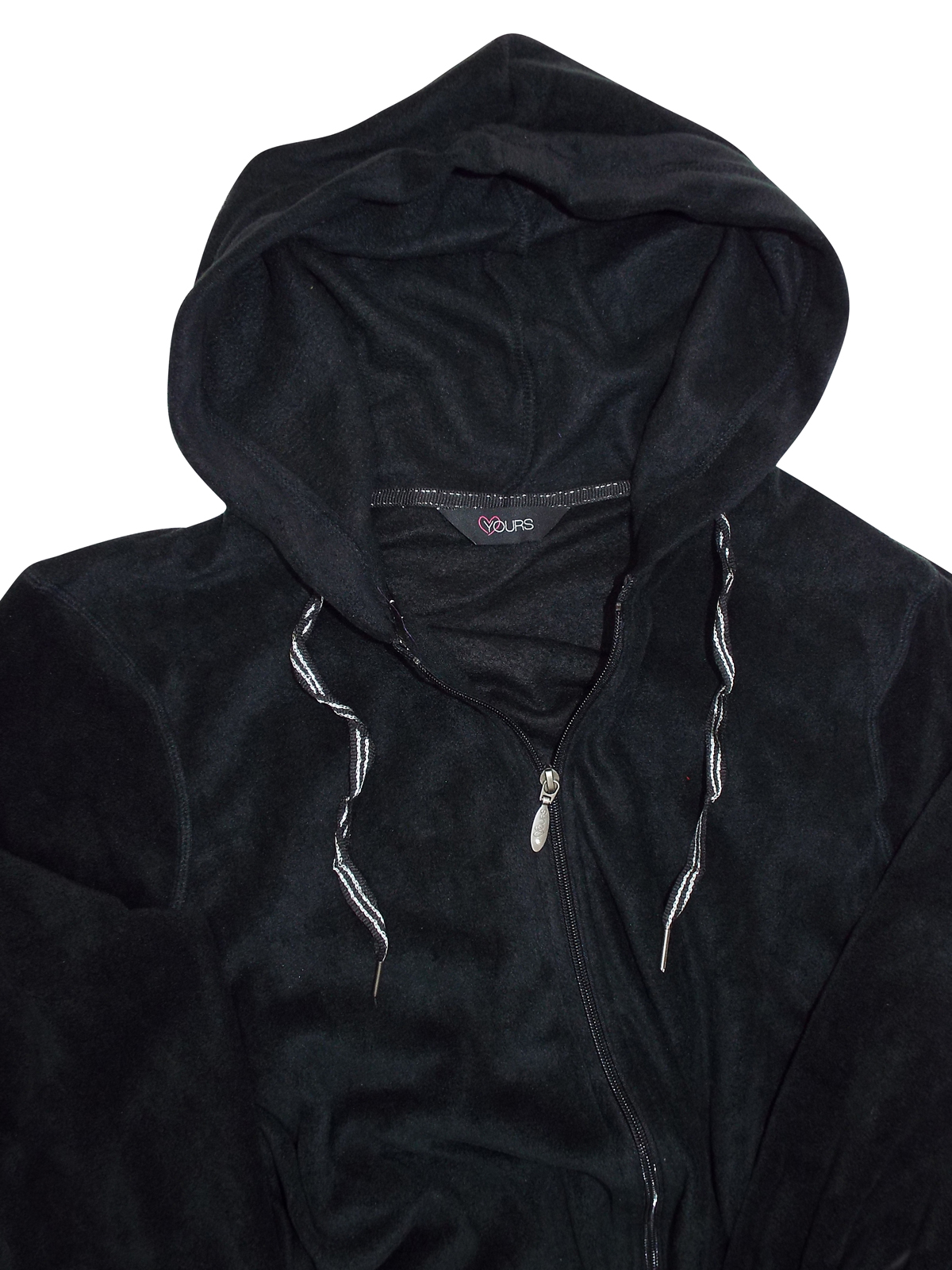 CURVE - - Yours BLACK Hooded Fleece Jacket - Plus Size 20 to 30/32