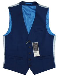 Jack Reid Mens BLUE Wool Blend Tailored Fit Waistcoat - Size Small to XLarge Jack Reid Mens BLUE Wool Blend Tailored Fit Waistcoat - Size Small to XLarge