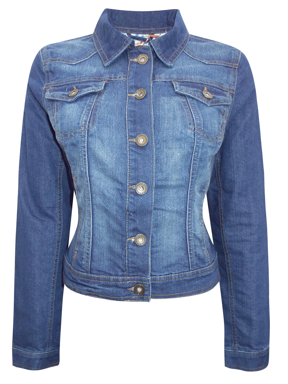 F&F - - F&F BLUE Mid Wash Long Sleeve Denim Jacket - Size 6 to 20