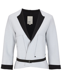 Ellos WHITE/BLACK Turn Up Sleeve Jacket with Belt - Size 8 to 22 (EU 34 to 48)