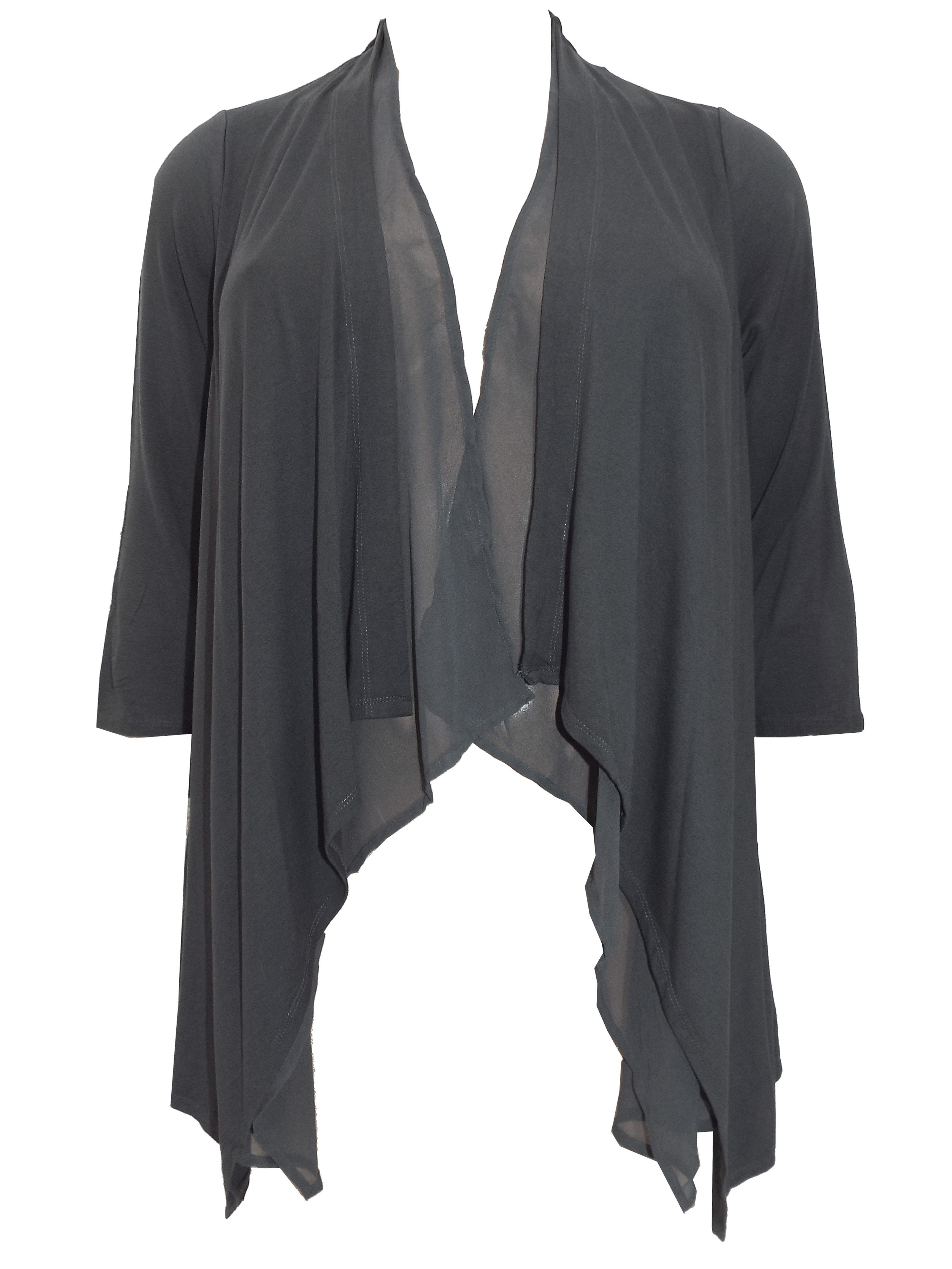 GREY Open Front Waterfall Jacket - Plus Size 20